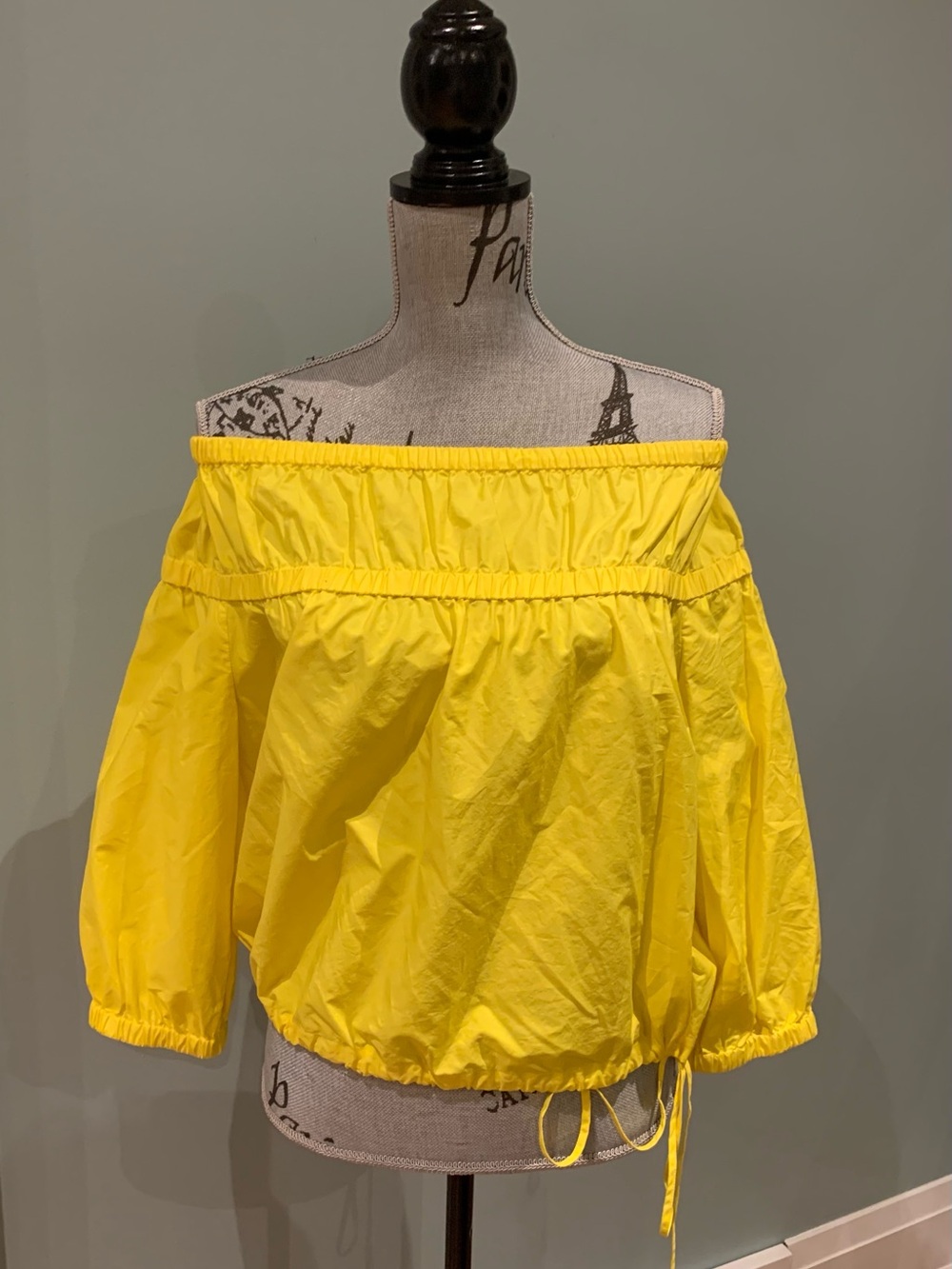 Yellow Women's Elastic Off-Shoulder Drawstring Top